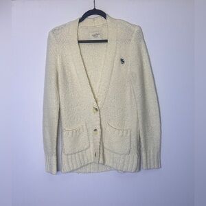 Abercrombie & Fitch cream colored fuzzy cardigan